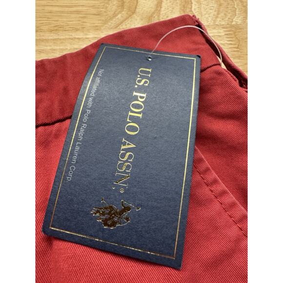 US Polo Assn Men’s Red Flat Front Chino Shorts Size 38 9" Inseam 100% Cotton NWT - Picture 5 of 8